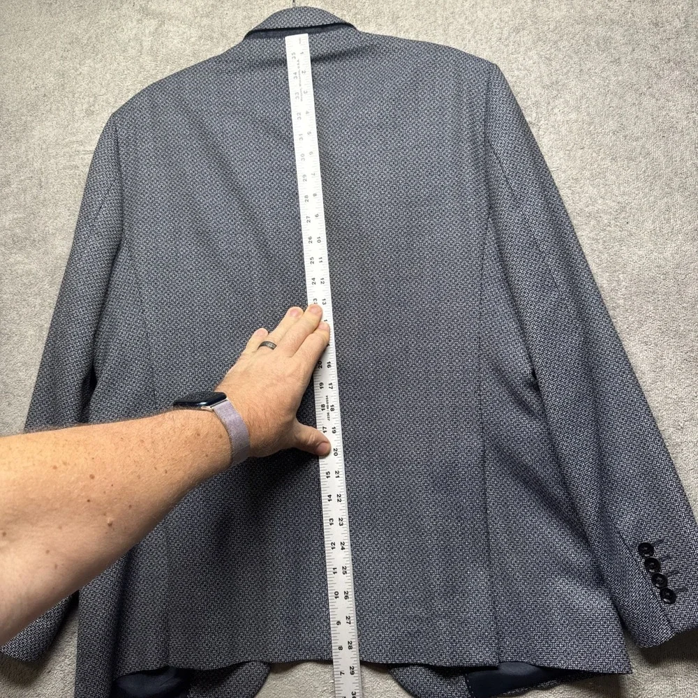 Ramsey Sartoria Guabello Super 110s Wool Blazer Black White Microcheck Men's 42R